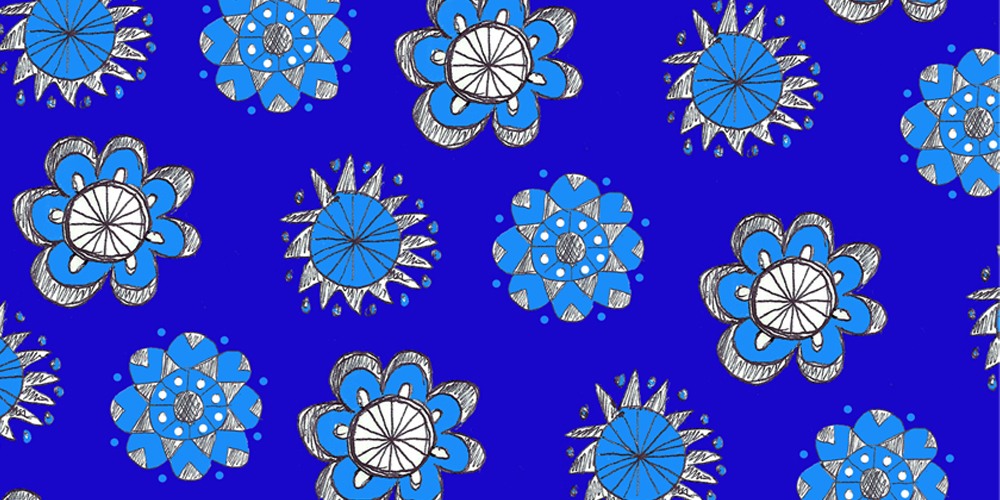 Detail of biro pen design in blue