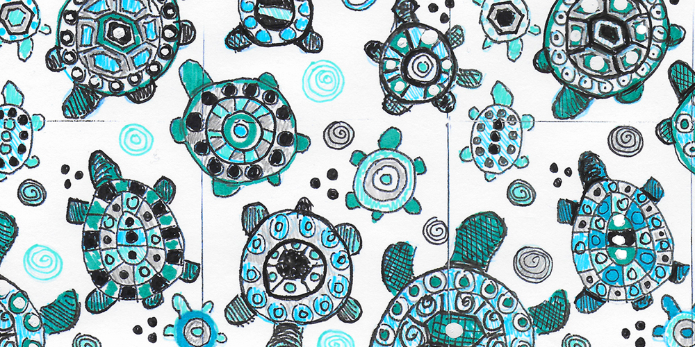 Sketch for ‘T for Turtile’ repeat pattern