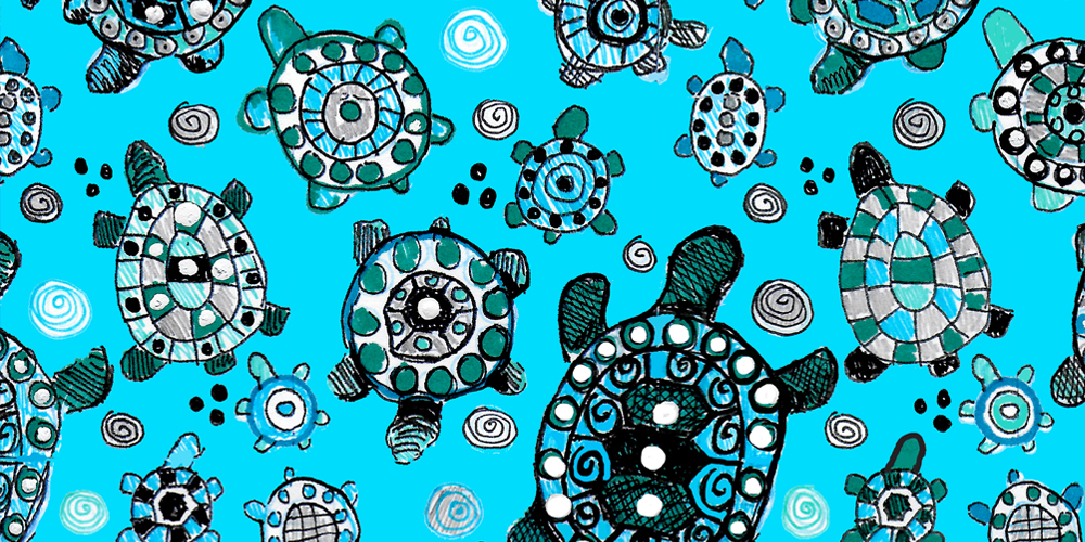 Turquoise Turtles repeat pattern