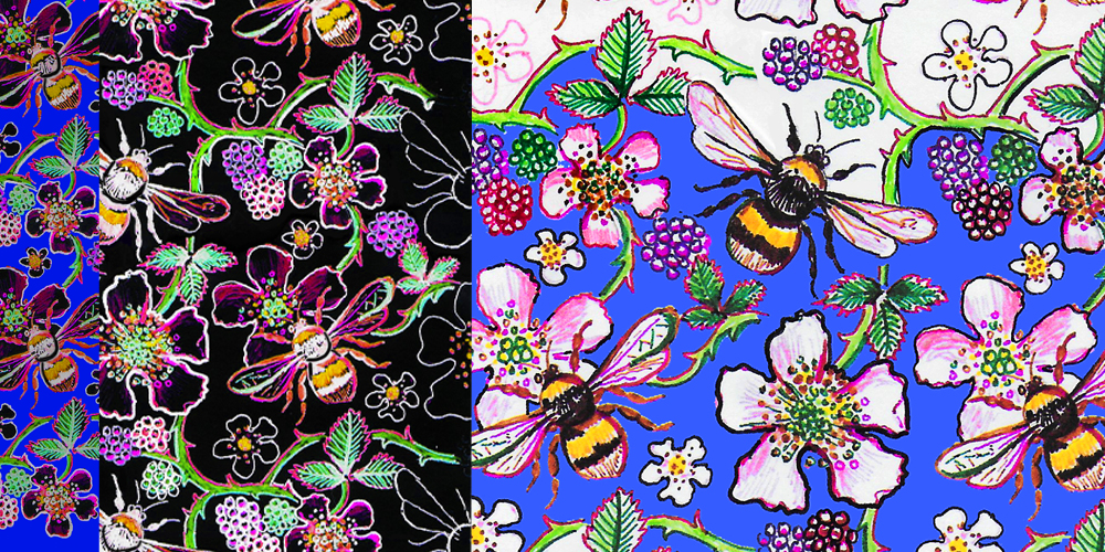 Blossom and Bumble Bee repeat pattern